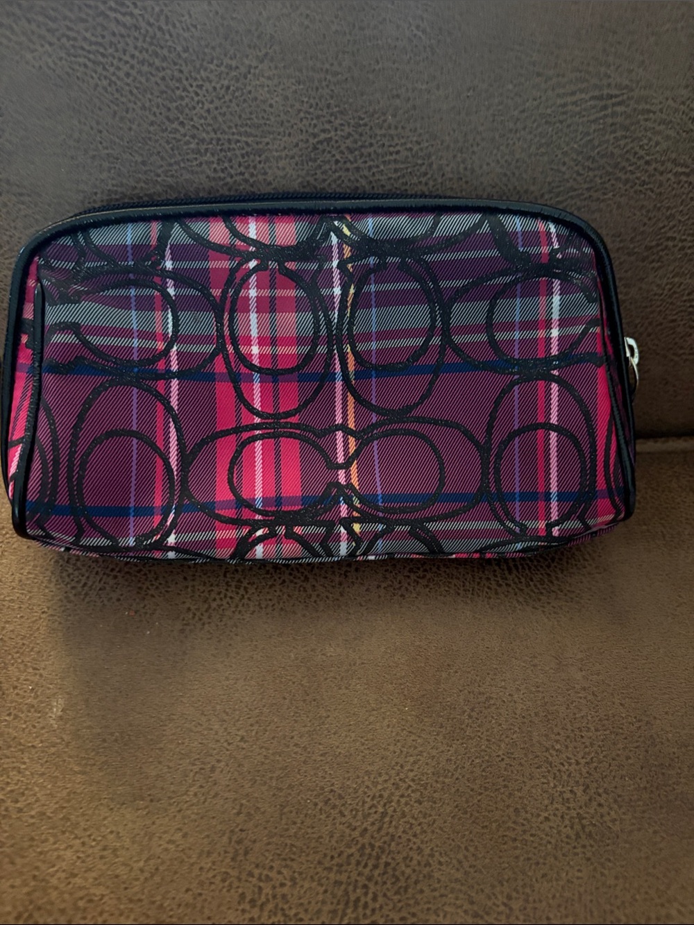 Coach Tartan Poppy Cosmetic Pouch with Double-O Pattern excellent condition